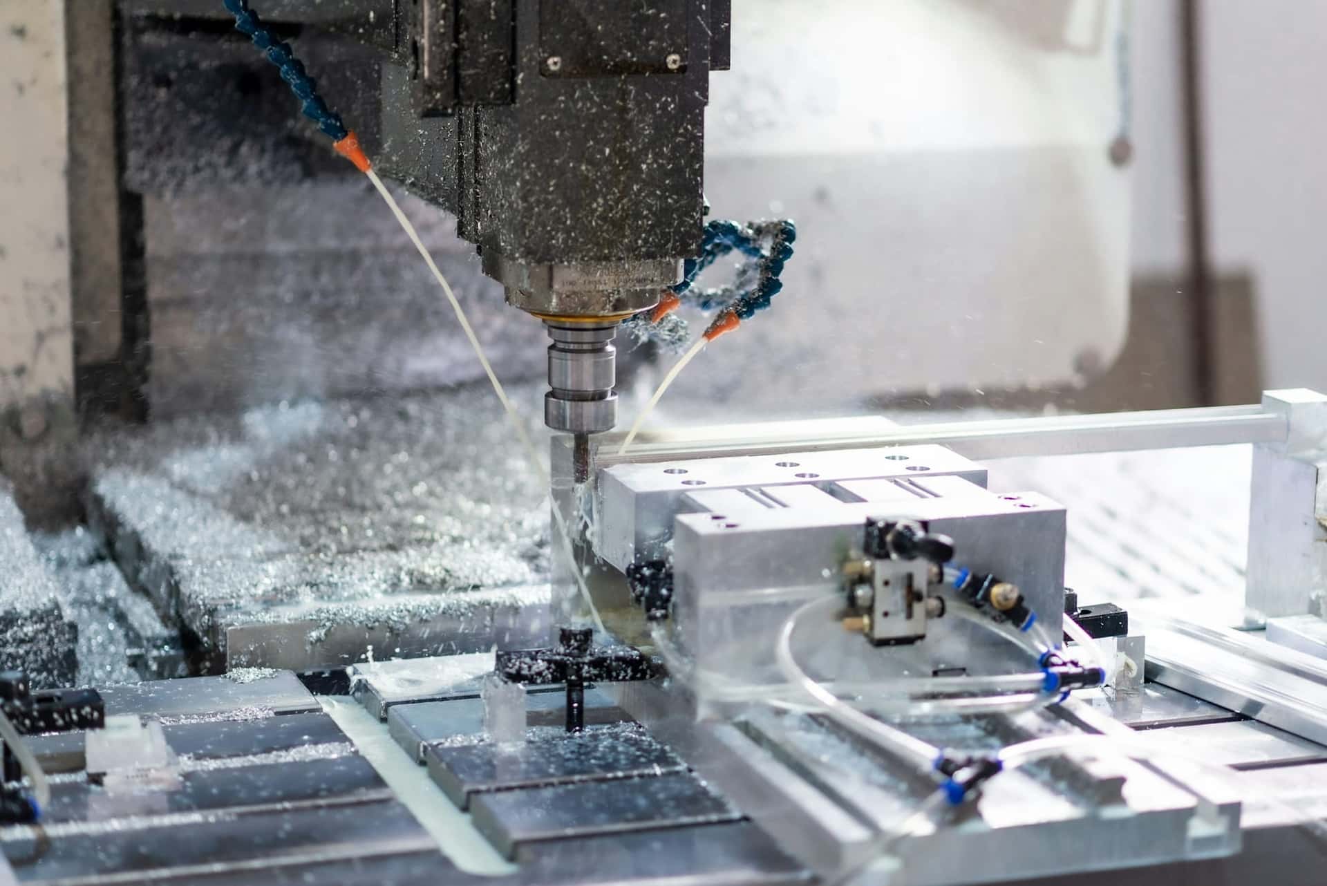 CNC machine cutting metal