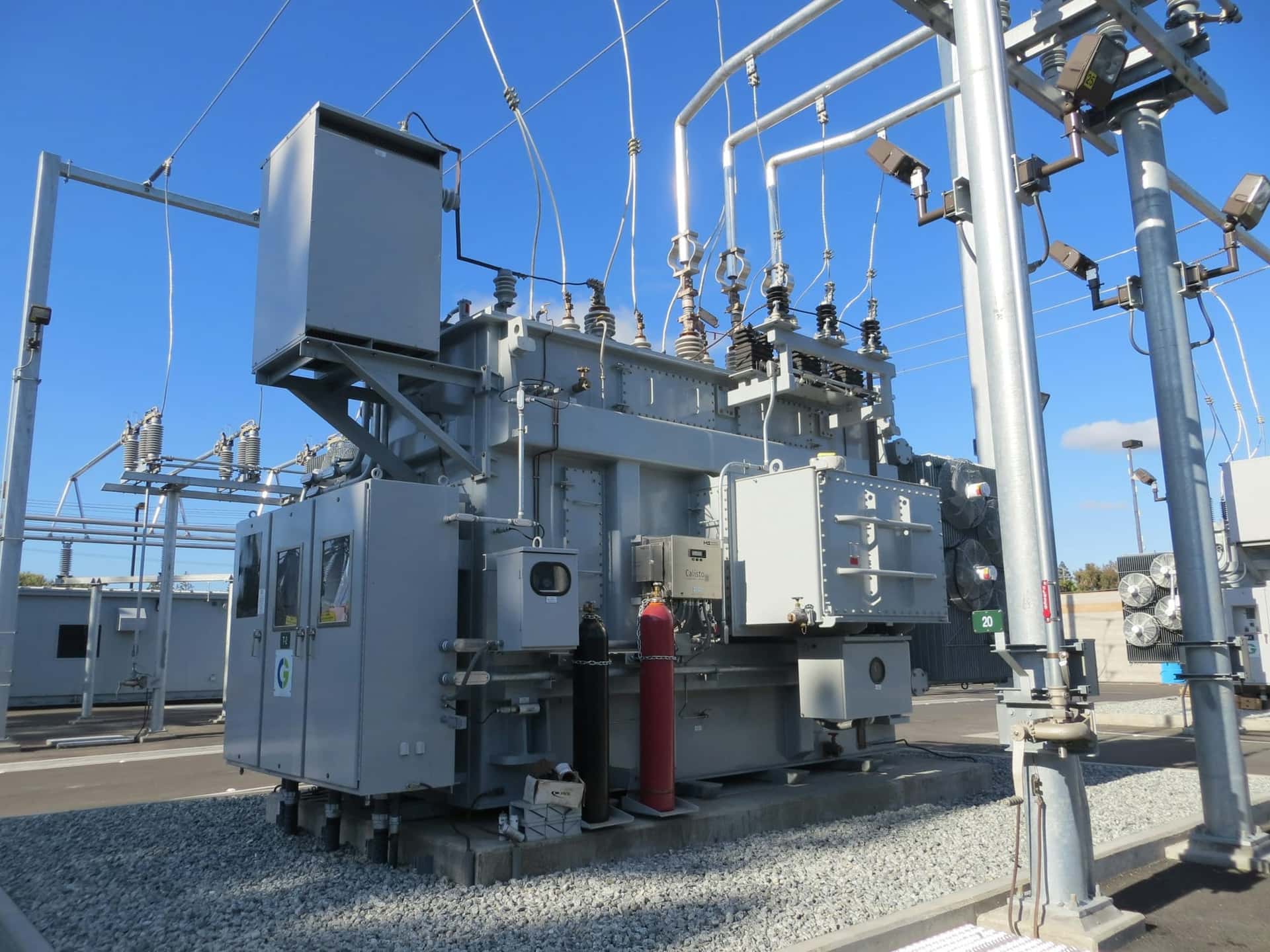 Power transformer at an electrical substation