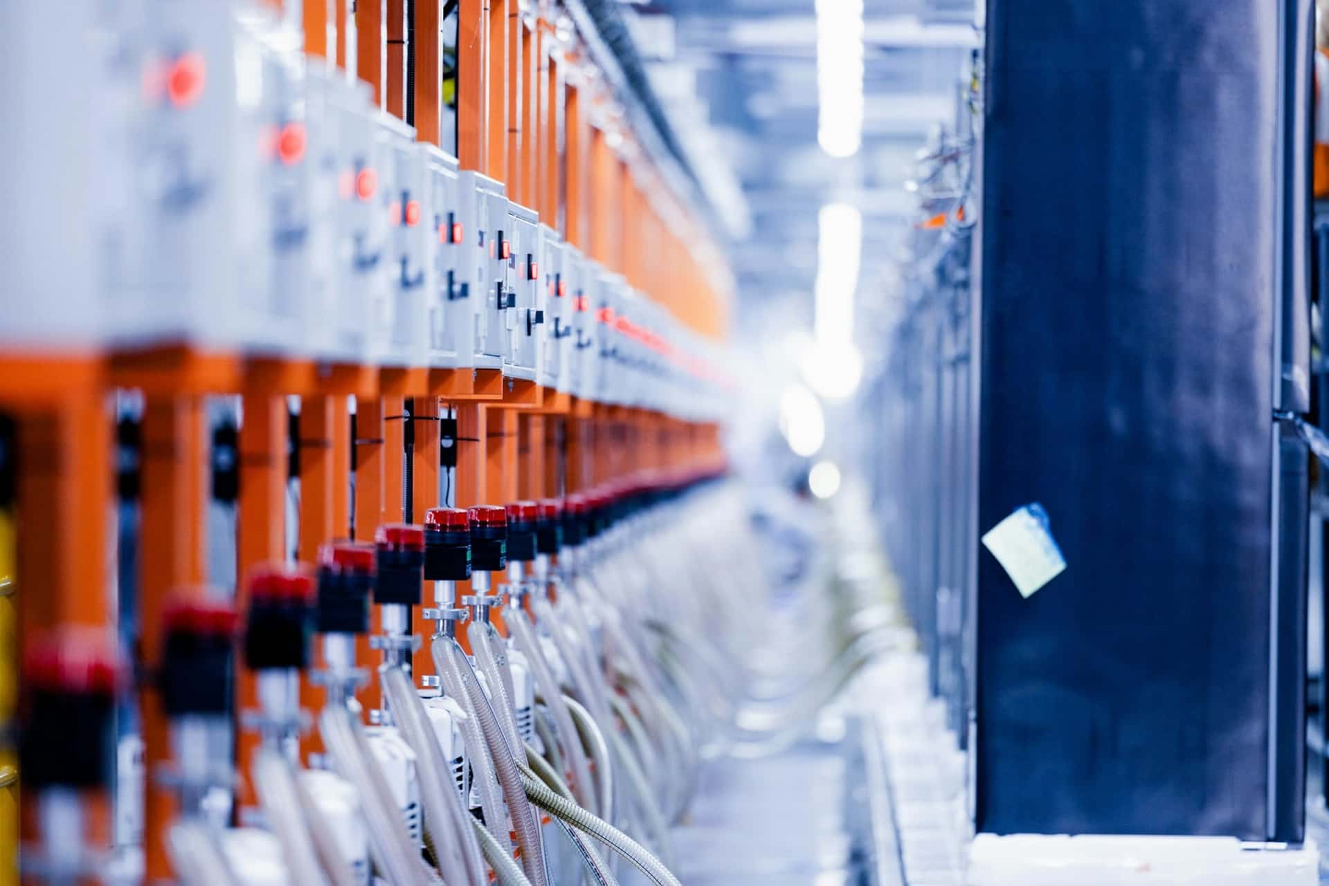 Wiring and assembly line in an electrical equipment factory